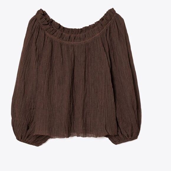 RUFFLE NECK TOP  - Picture 1 of 6